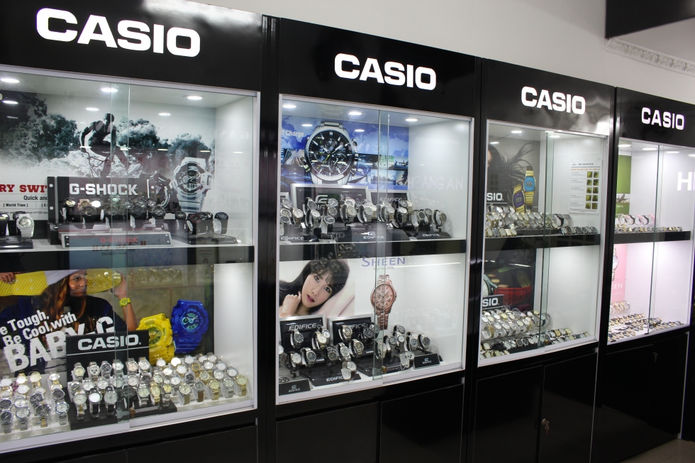 1 góc trưng bày bộ sưu tập đồng hồ Casio của JPwatch